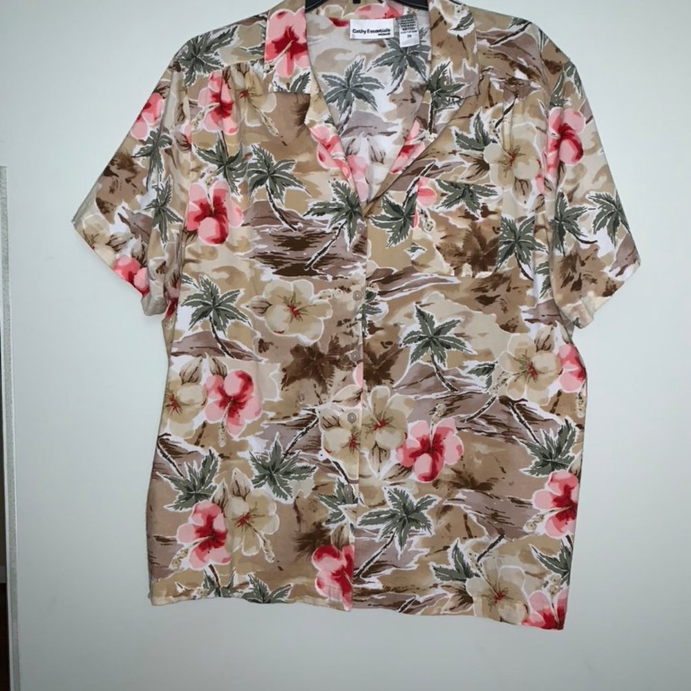 Hawaiian button down top - 3x